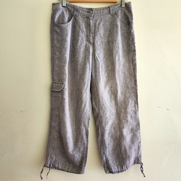 Gerry Weber Edition Inga Linen Cargo Pants Women's Size 2 Gray Casual - Picture 1 of 16
